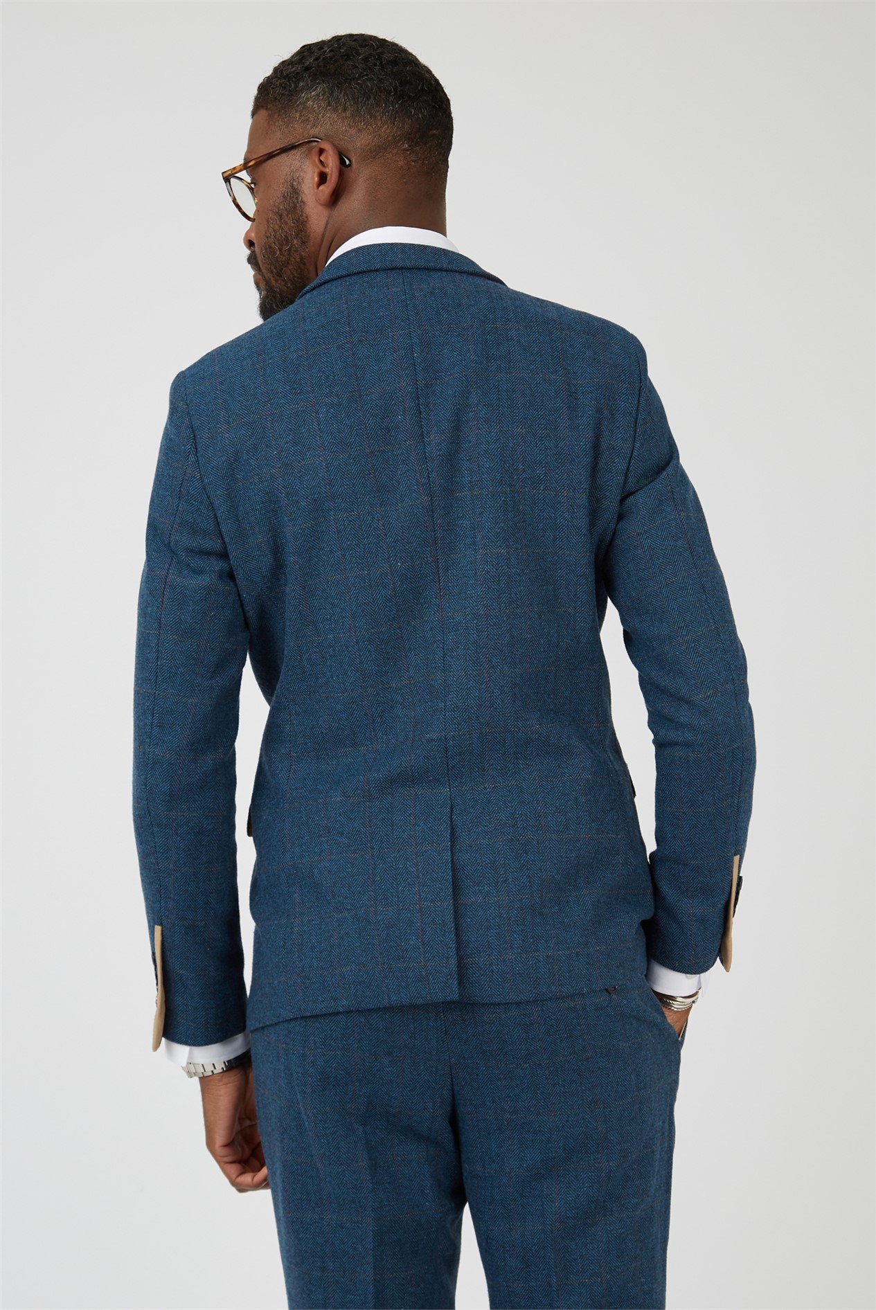 Buy 3 Piece Slim Fit Blue Check Suit in India