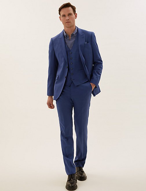 Buy Blue Tailored Fit Trousers in India