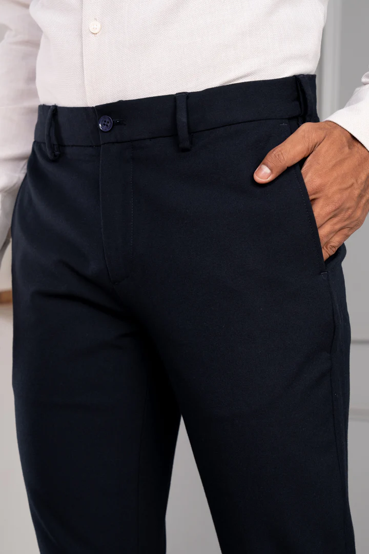 Buy Heavy Black Stretchy Formal Pants in India