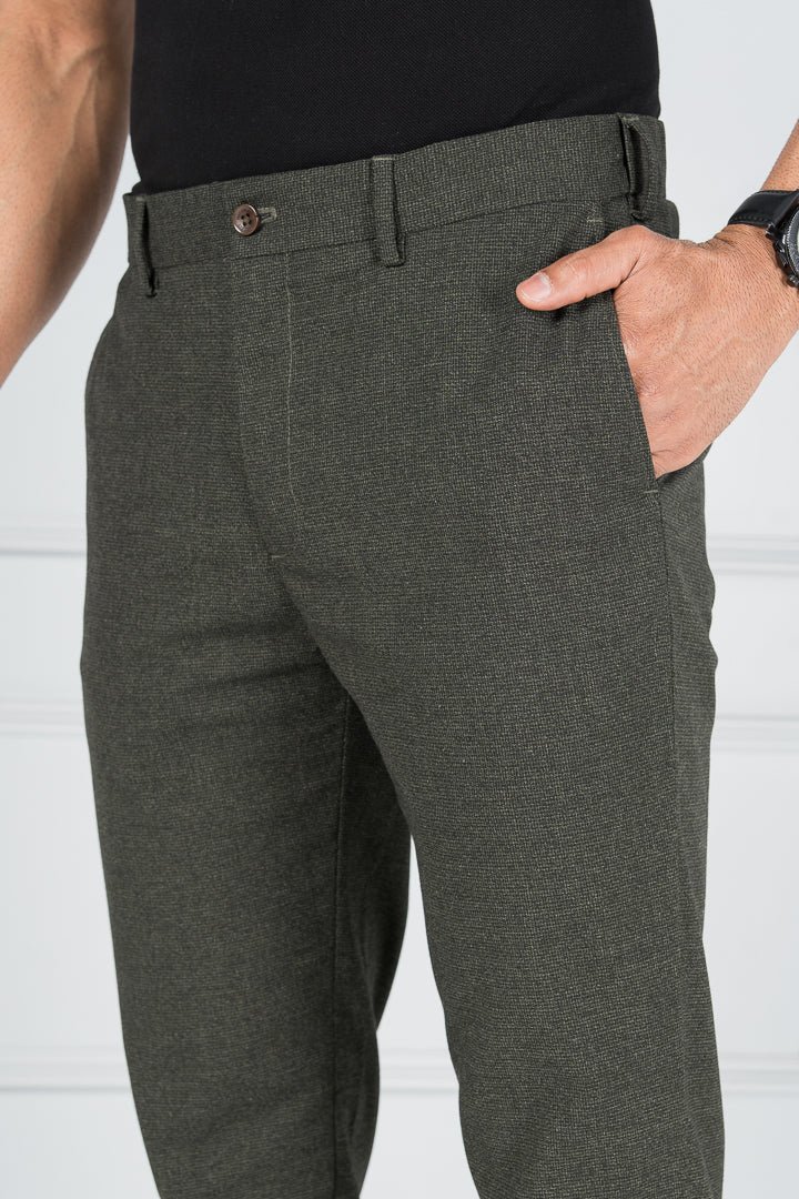 Navy PlainSolid Regular Fit WoolBlend Pants For Men
