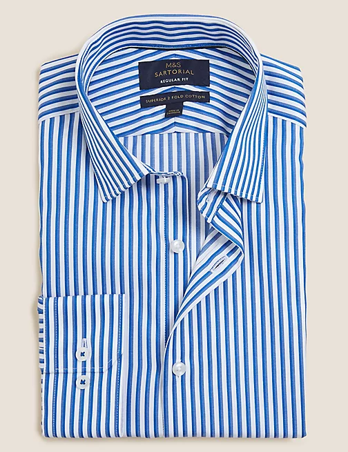 Buy Regular Fit Pure Cotton Striped Shirt in India