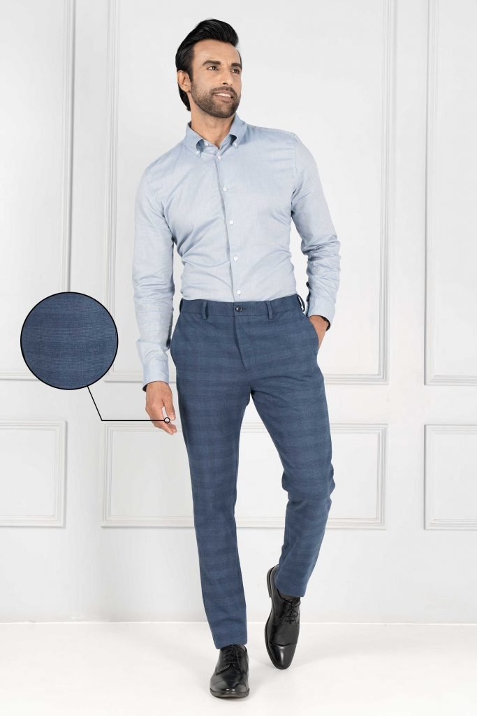 Men Formal Trousers Navy Blue Color Dress Pants for Office Wear