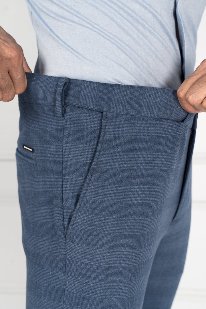 Buy Slim Fit Blue Formal Pants in India